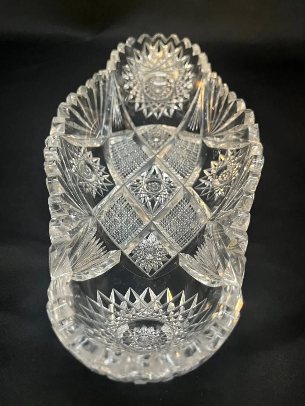 Antique American Brilliant Period Cut Crystal Celery, Relish, Or Candy Dish